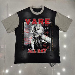Vareallday Portrait‑Graphic Two‑Tone Short‑Sleeve T‑Shirt