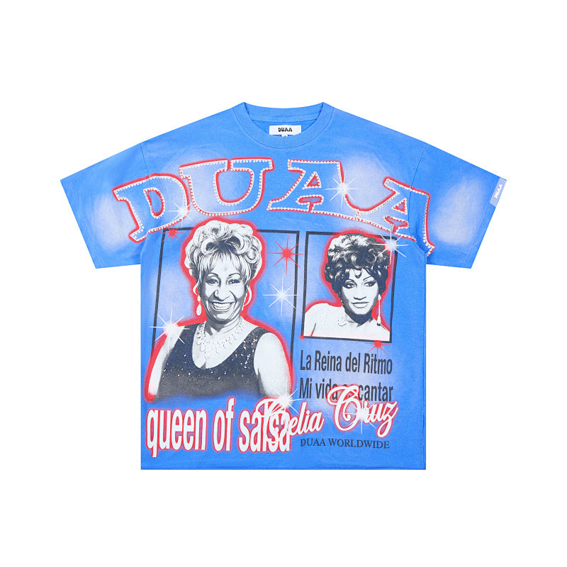 DUAA Portrait Graphic Blue Short‑Sleeve T‑Shirt