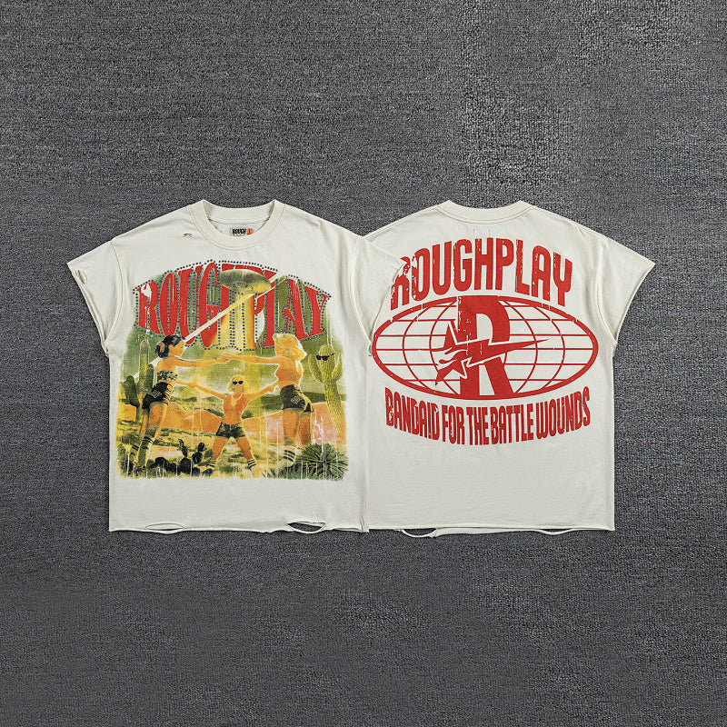 Roughplay Vintage City Graphic Double‑Sided Print Short Sleeve T‑Shirt