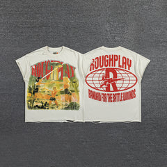 Roughplay Vintage City Graphic Double‑Sided Print Short Sleeve T‑Shirt