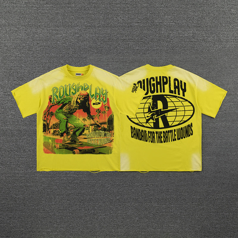 Roughplay Vintage Jungle Graphic Double‑Sided Print Short Sleeve T‑Shirt