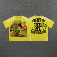 Roughplay Vintage Jungle Graphic Double‑Sided Print Short Sleeve T‑Shirt