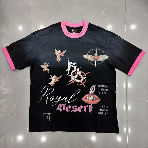 ROYAL DESERT Pink Trim Butterfly Vintage T‑Shirt