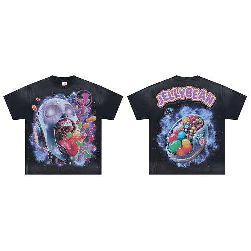 Jellybean Skull Candy Galaxy Graphic T‑Shirt