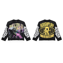 Roughplay Skull Graphic Raglan Long Sleeve T‑Shirt