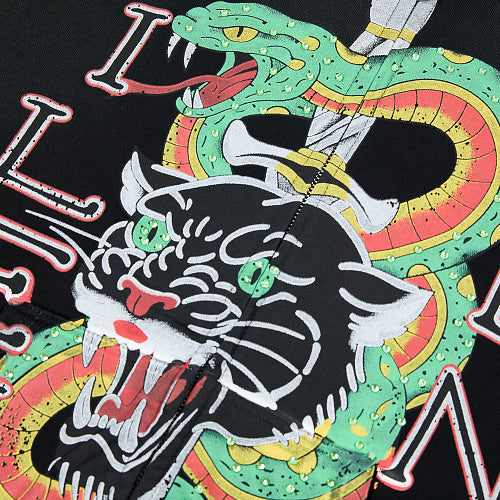 DUAA Colorful Tiger Snake Graphic Zip‑Up Hoodie
