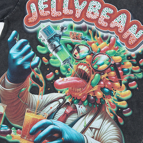 Jellybean Vintage Candy Graphic Double‑Sided Print Short Sleeve T‑Shirt