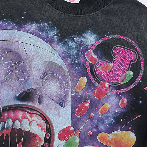 Jellybean Skull Candy Galaxy Graphic T‑Shirt