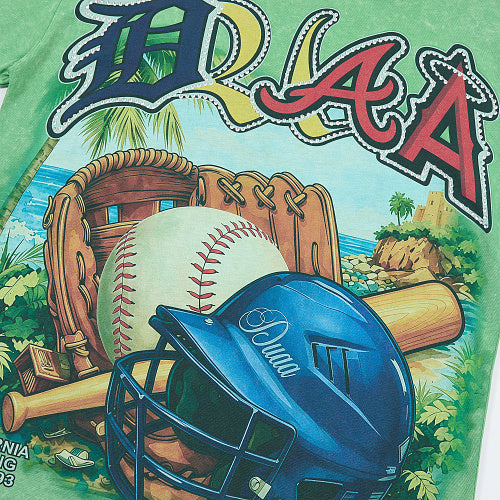 DUAA Green Baseball Graphic Short‑Sleeve T‑Shirt