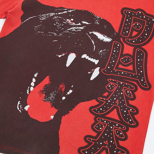 DUAA Red Panther Graphic Short‑Sleeve T‑Shirt