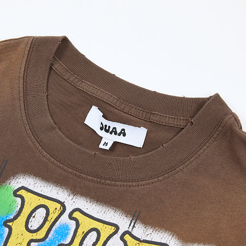 DUAA Tie‑Dye Graphic Brown T‑Shirt