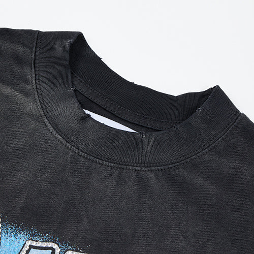 DUAA Vintage‑Car Graphic Black Short‑Sleeve T‑Shirt