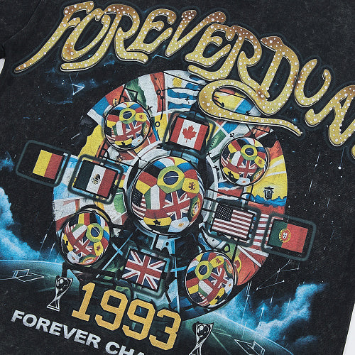 DUAA 1993 Vintage Wheel Graphic Black Short‑Sleeve T‑Shirt