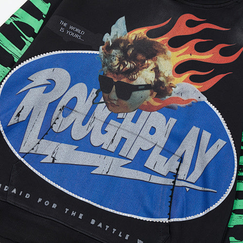 Roughplay Flame Print Pullover Hoodie