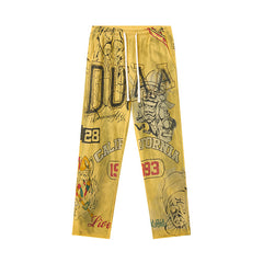 DUAA Yellow Vintage Printed Street Sweatpants