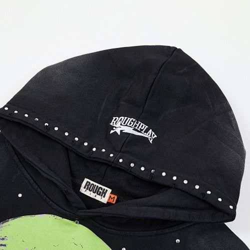 Roughplay Green Skull Graphic Zip‑Up Hoodie