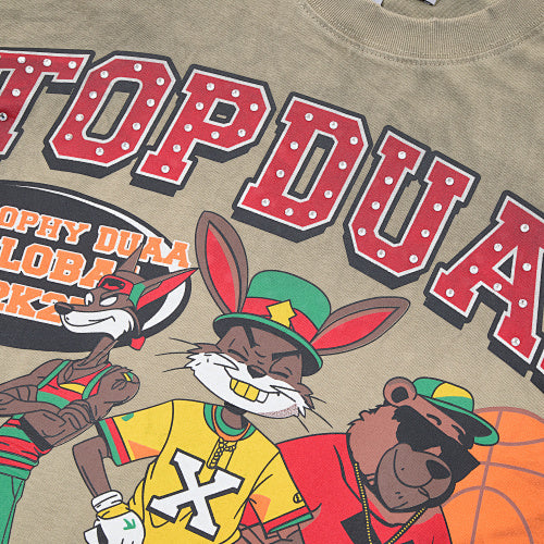 DUAA Basketball‑Graphic Distressed Washed‑Olive Short‑Sleeve T‑Shirt