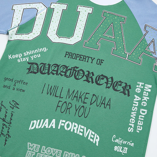DUAA Green‑Blue Raglan Short‑Sleeve T‑Shirt