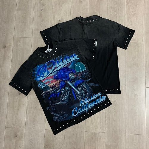 DUAA Motorcycle Graphic Black T‑Shirt