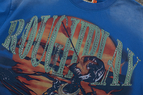 Roughplay Vintage Bee Graphic Double‑Sided Print Short Sleeve T‑Shirt