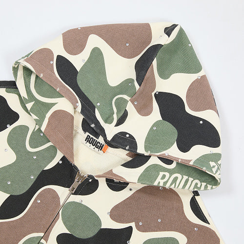 Roughplay Green Camo Graphic Zip‑Up Hoodie