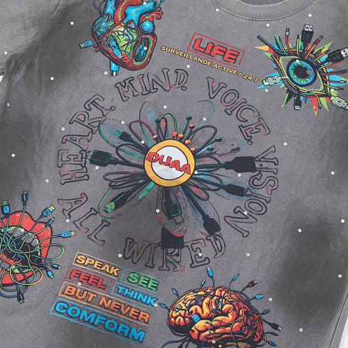 DUAA Tie‑Dye Graphic Grey Short‑Sleeve T‑Shirt