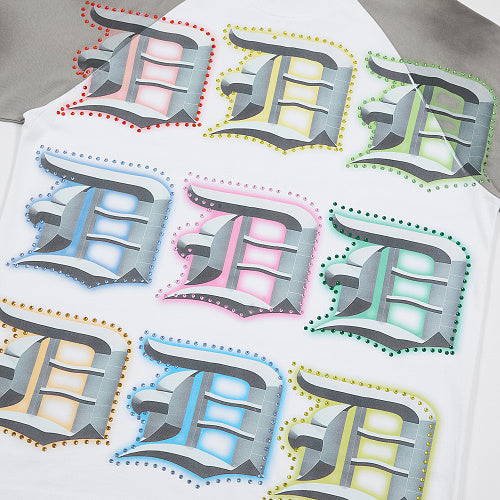 DUAA Multicolor 3D Letter White Short‑Sleeve T‑Shirt