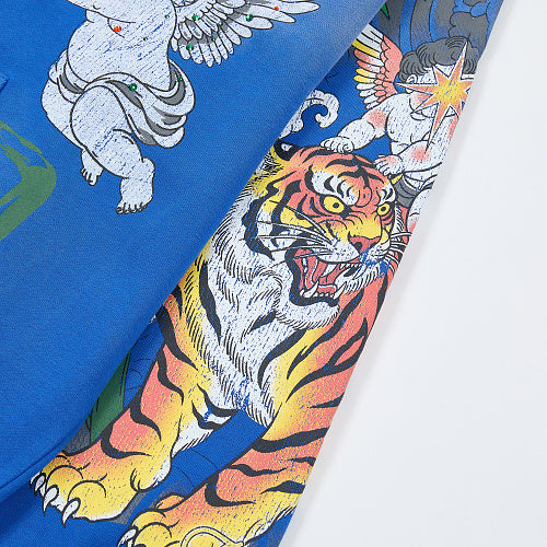 DUAA Blue Tiger & Angel Zip‑Up Hoodie