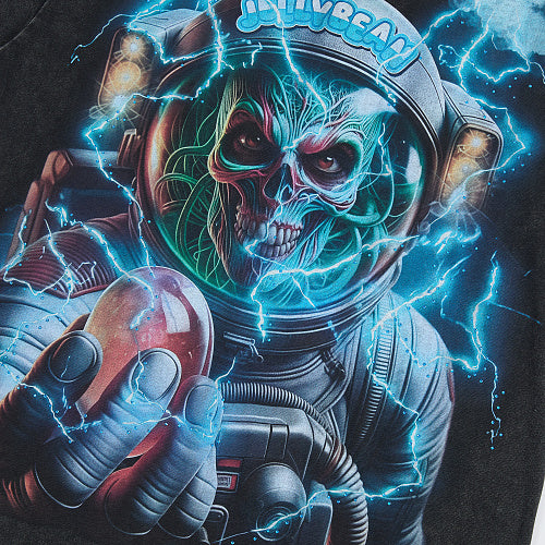 Jellybean Blue Skull Graphic Double‑Sided Print Short Sleeve T‑Shirt