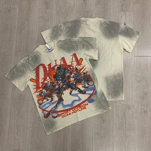 DUAA Vintage‑Wash Graphic Off‑White Short‑Sleeve T‑Shirt