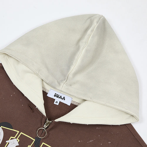 DUAA Two‑Tone D‑Logo Pullover Hoodie