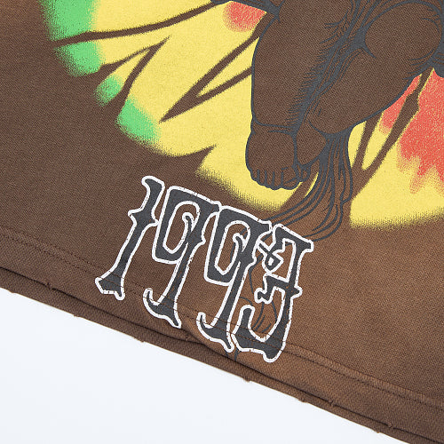 DUAA Tie‑Dye Graphic Brown T‑Shirt