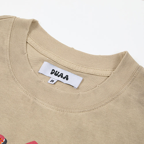 DUAA Retro‑Car Graphic Khaki Short‑Sleeve T‑Shirt