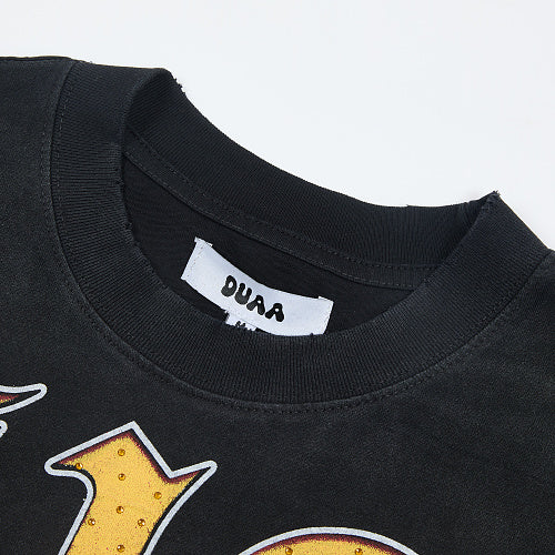 DUAA Soccer Fire Graphic Black Short‑Sleeve T‑Shirt