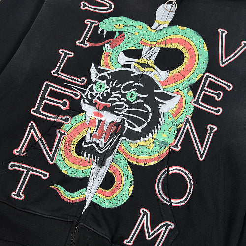 DUAA Colorful Tiger Snake Graphic Zip‑Up Hoodie