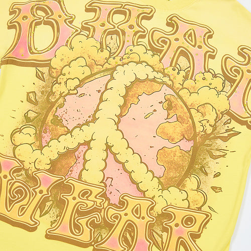 DUAA Peace Sign Graphic Yellow T‑Shirt