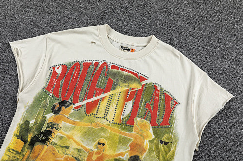 Roughplay Vintage City Graphic Double‑Sided Print Short Sleeve T‑Shirt