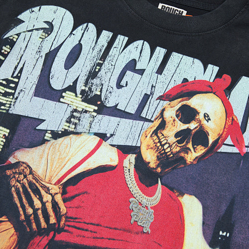 Roughplay Contrast Sleeve Graphic Long‑Sleeve Top