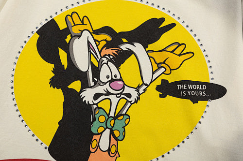 Roughplay Retro Cartoon Graphic Double‑Sided Print Short Sleeve T‑Shirt
