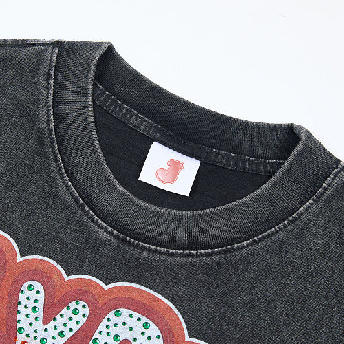 Jellybean Vintage Candy Graphic Double‑Sided Print Short Sleeve T‑Shirt