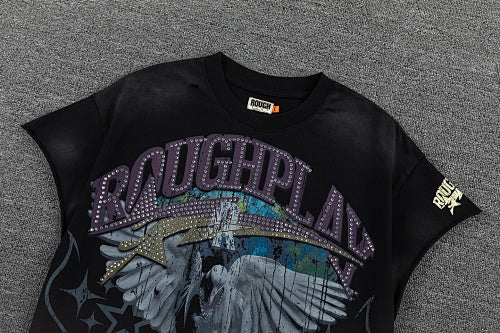 Roughplay Vintage Eagle Tour Graphic Double‑Sided Print Short Sleeve T‑Shirt