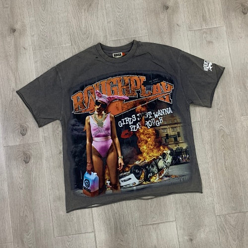 Roughplay Retro Hip‑Hop Lady Graphic Short Sleeve T‑Shirt