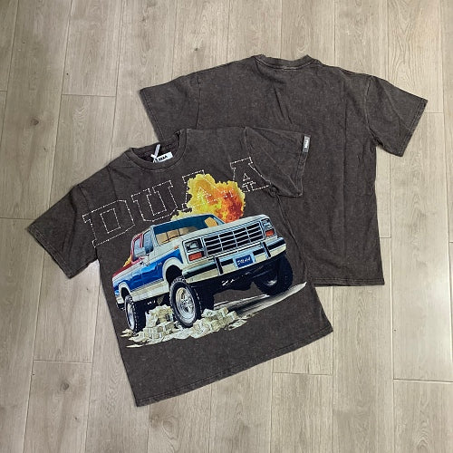 DUAA Vintage Truck Graphic Charcoal T‑Shirt
