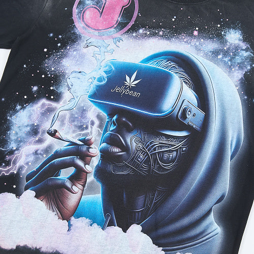 Jellybean Astronaut Galaxy Graphic Double‑Sided Print Short Sleeve T‑Shirt