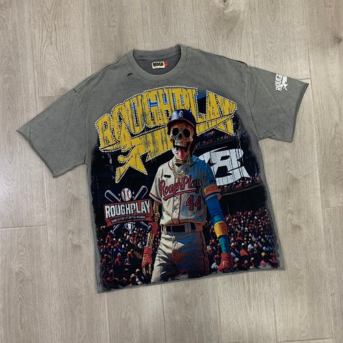Roughplay Baseball Player Smiley Graphic Short Sleeve T‑Shirt