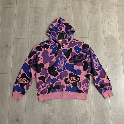 Roughplay Pink‑Purple Camo Zip‑Up Hoodie