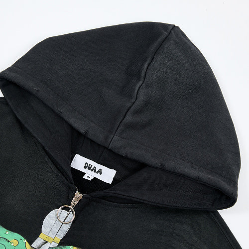 DUAA Colorful Tiger Snake Graphic Zip‑Up Hoodie