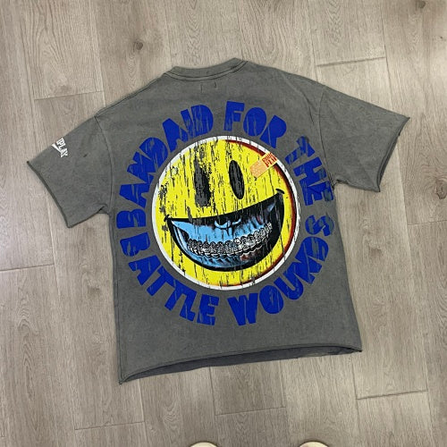 Roughplay Baseball Player Smiley Graphic Short Sleeve T‑Shirt