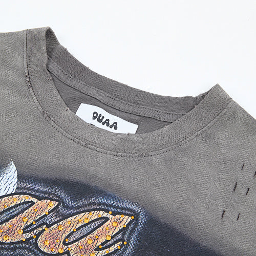 DUAA 1993 Distressed Dark‑Grey Short‑Sleeve T‑Shirt
