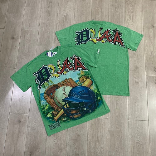 DUAA Green Baseball Graphic Short‑Sleeve T‑Shirt